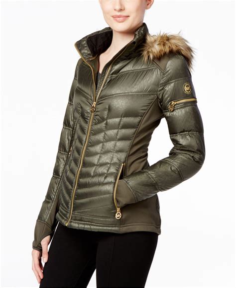 michael kors green puffer coat|michael kors navy puffer coat.